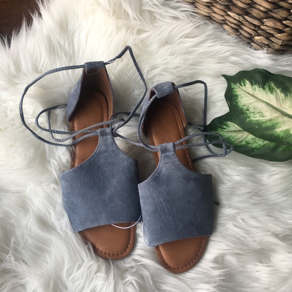 NWOT Boho ankle strap blue faux suede various size - Picture 1 of 3